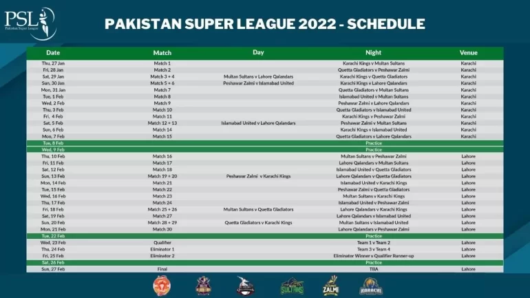 PSL 2022 Schedule 
