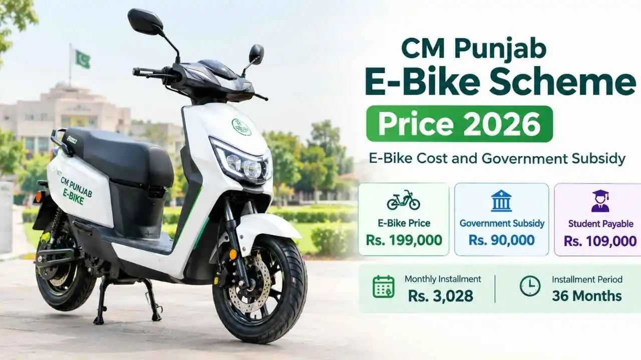 CM Punjab E-Bike Scheme Price 2026 electric bike cost, Rs. 90,000 government subsidy and student installment plan